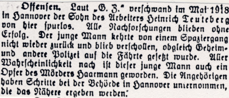 Zeitungsbericht Sollinger Nachrichten 1924